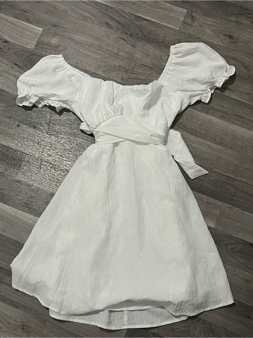 White Off-Shoulder Puff Sleeve Dress